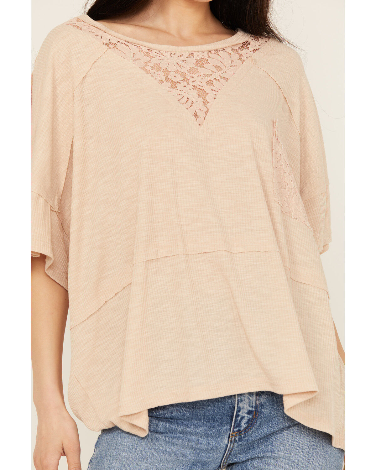 Image #3 - People of Leisure Women's Lace Short Sleeve Shirt, Pink, hi-res