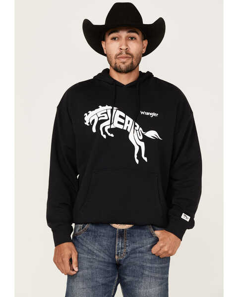 Wrangler Men's 75 Years Black Horse Graphic Hooded Sweatshirt , Black, hi-res