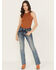Image #3 - Grace in LA Women's Medium Wash Floral Embroidered Mid Rise Bootcut Stretch Denim Jeans, Medium Wash, hi-res