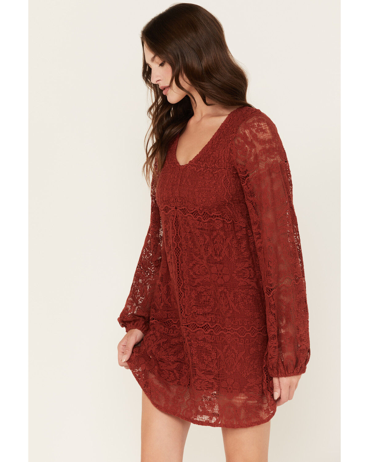 Image #2 - Jen's Pirate Booty Women's Spice Divination Lace Mini Dress, Brick Red, hi-res