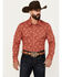 Image #1 - Rock & Roll Denim Men's Paisley Print Long Sleeve Snap Stretch Western Shirt, Red, hi-res
