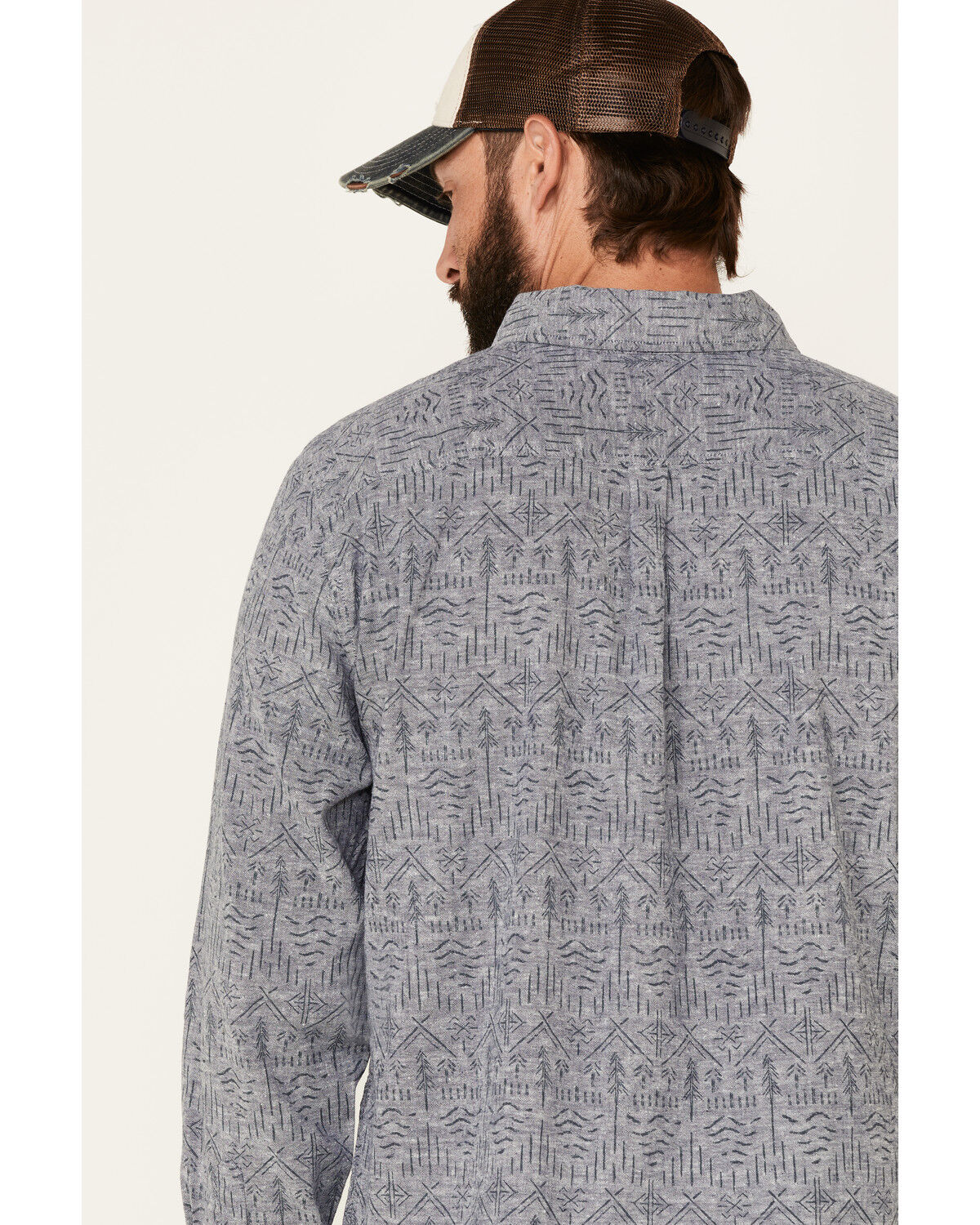 Image #5 - United By Blue Men's Southwestern Soft Hemp Chambray Long Sleeve Western Shirt, Grey, hi-res