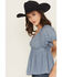 Image #2 - Angie Women's Eyelet Short Puff Sleeve Shirt, Blue, hi-res
