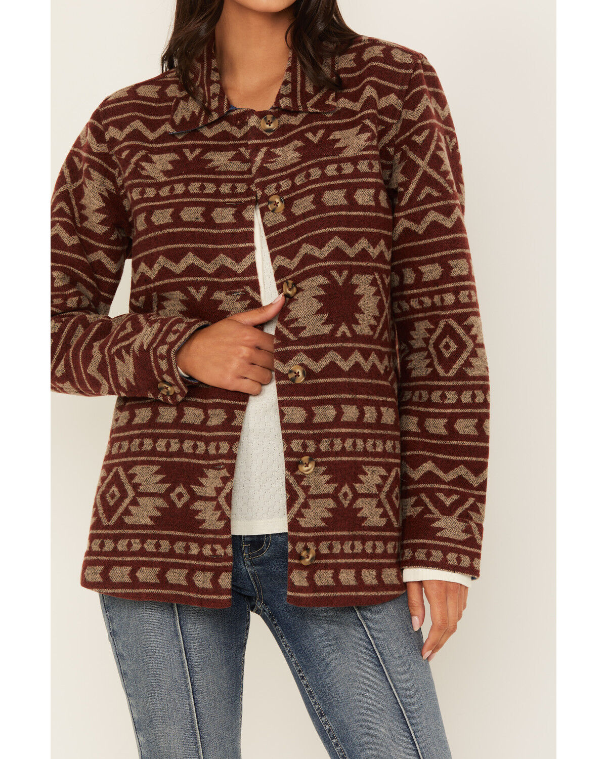 Image #3 - Idyllwind Women's Marie Southwestern Print Shacket, Pecan, hi-res