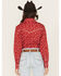 Image #4 - Cowgirl Hardware Women's Branding Print Long Sleeve Rhinestone Snap Stretch Western Shirt, Red, hi-res