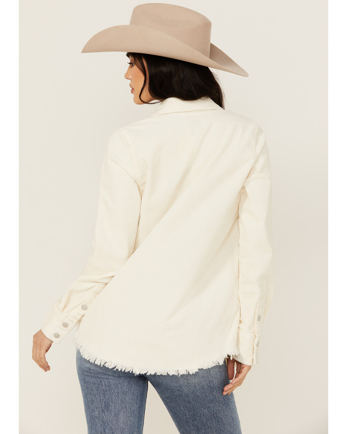 Image #4 - Rock & Roll Denim Women's Corduroy Long Sleeve Snap Shirt, Cream, hi-res