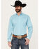 Image #1 - Stetson Men's Geo Print Long Sleeve Button Down Western Shirt, Turquoise, hi-res