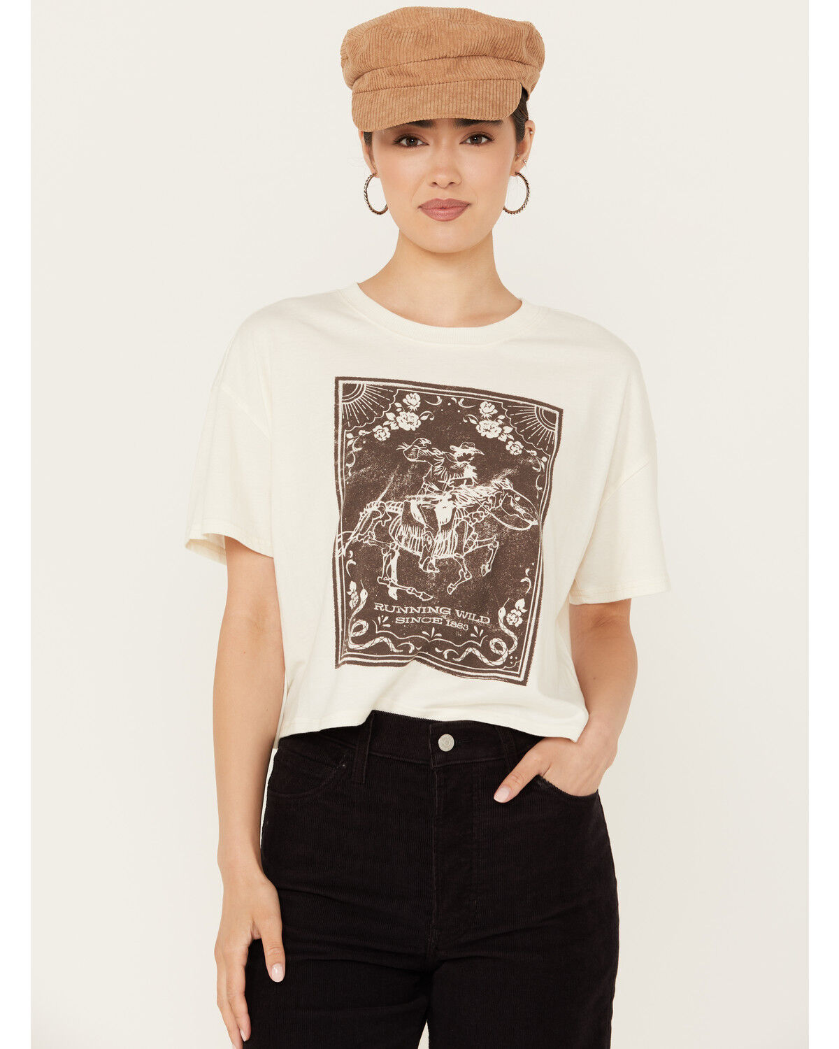 Image #1 - White Crow Women's Run Wild Short Sleeve Graphic Tee, Ivory, hi-res