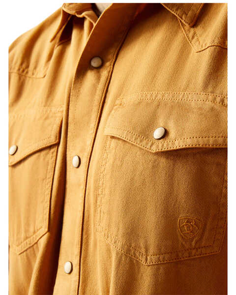 Image #3 - Ariat Men's Jurlington Retro Fit Solid Long Sleeve Snap Western Shirt - Big , Mustard, hi-res