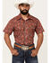 Image #1 - Rock & Roll Denim Men's Paisley Print Short Sleeve Snap Stretch Western Shirt, Dark Orange, hi-res