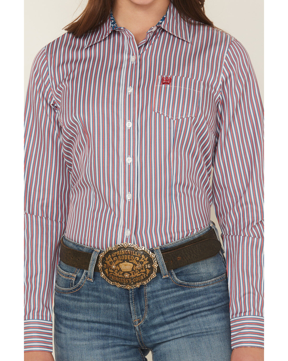 Image #3 - Cinch Women's Striped Print Long Sleeve Button-Down Shirt, Purple, hi-res