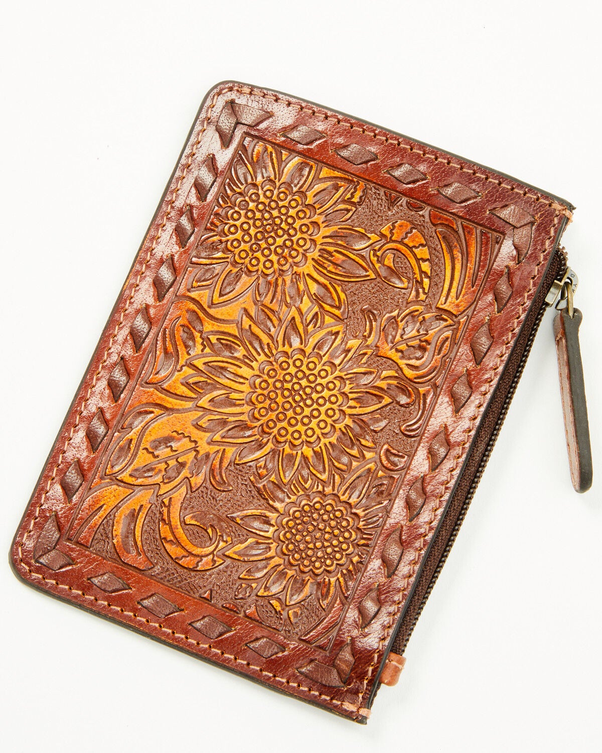 Shyanne Women's Zoie Sunflower Tooled Leather Wallet, Brown, hi-res