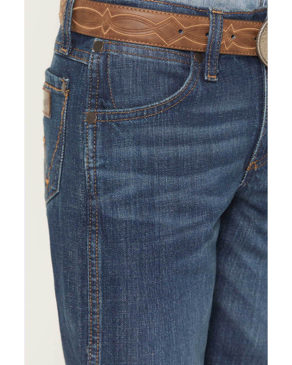 Image #2 - Wrangler Retro Boys' Jackson Hole Dark Wash Relaxed Bootcut Stretch Denim Jeans, Blue, hi-res
