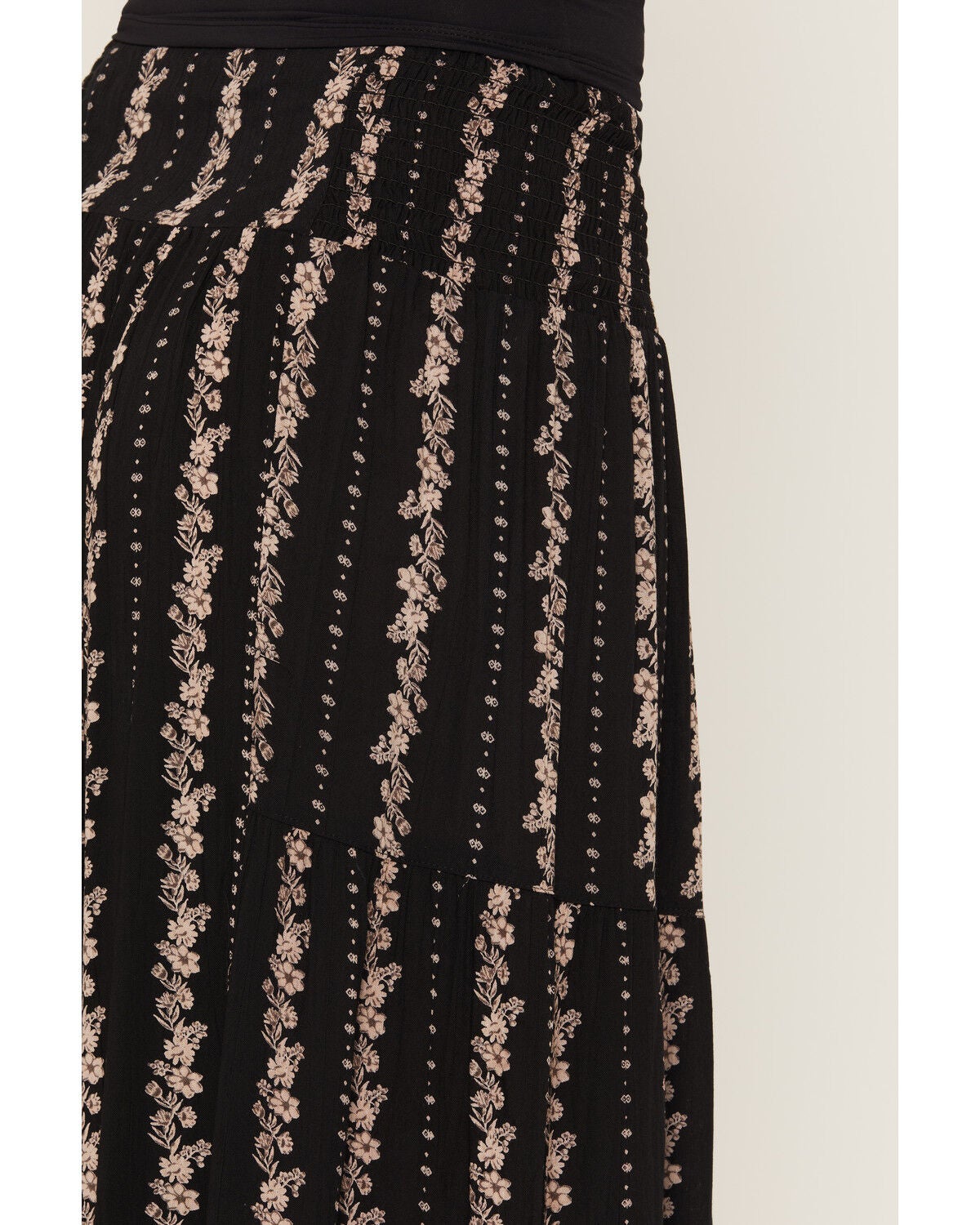 Image #4 - Angie Women's Floral Print Wide Leg Pants, Black, hi-res