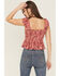Image #4 - Rock & Roll Denim Women's Floral Print Sleeveless Smocked Top, Mauve, hi-res