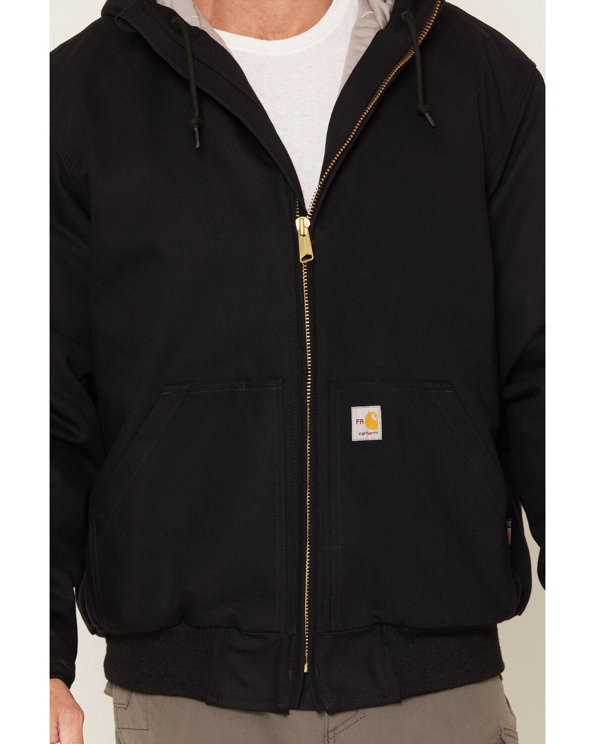 Image #3 - Carhartt Men's FR Duck Active Hooded Work Jacket, Black, hi-res