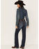 Ariat Women's R.E.A.L. Vicky Medium Wash Mid Rise Embroidered Bootcut Jeans, Blue, hi-res