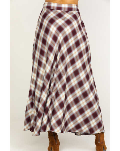 Image #2 - Stetson Women's Plaid Print Maxi Skirt, Brown, hi-res