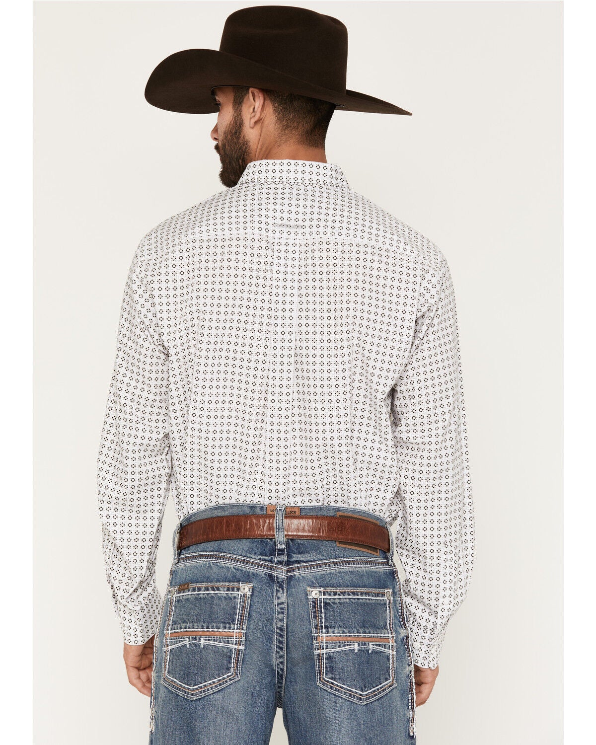 Image #4 - Ariat Men's Boot Barn Exclusive Franz Geo Print Long Sleeve Button-Down Western Shirt - Tall, White, hi-res