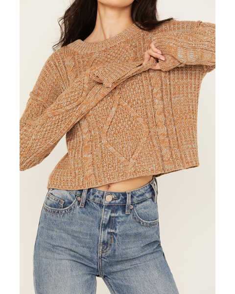 Image #3 - Mystree Women's Cable Knit Sweater, Caramel, hi-res