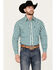 Panhandle Men's Select Checkered Print Long Sleeve Snap Western Shirt - Big, Teal, hi-res