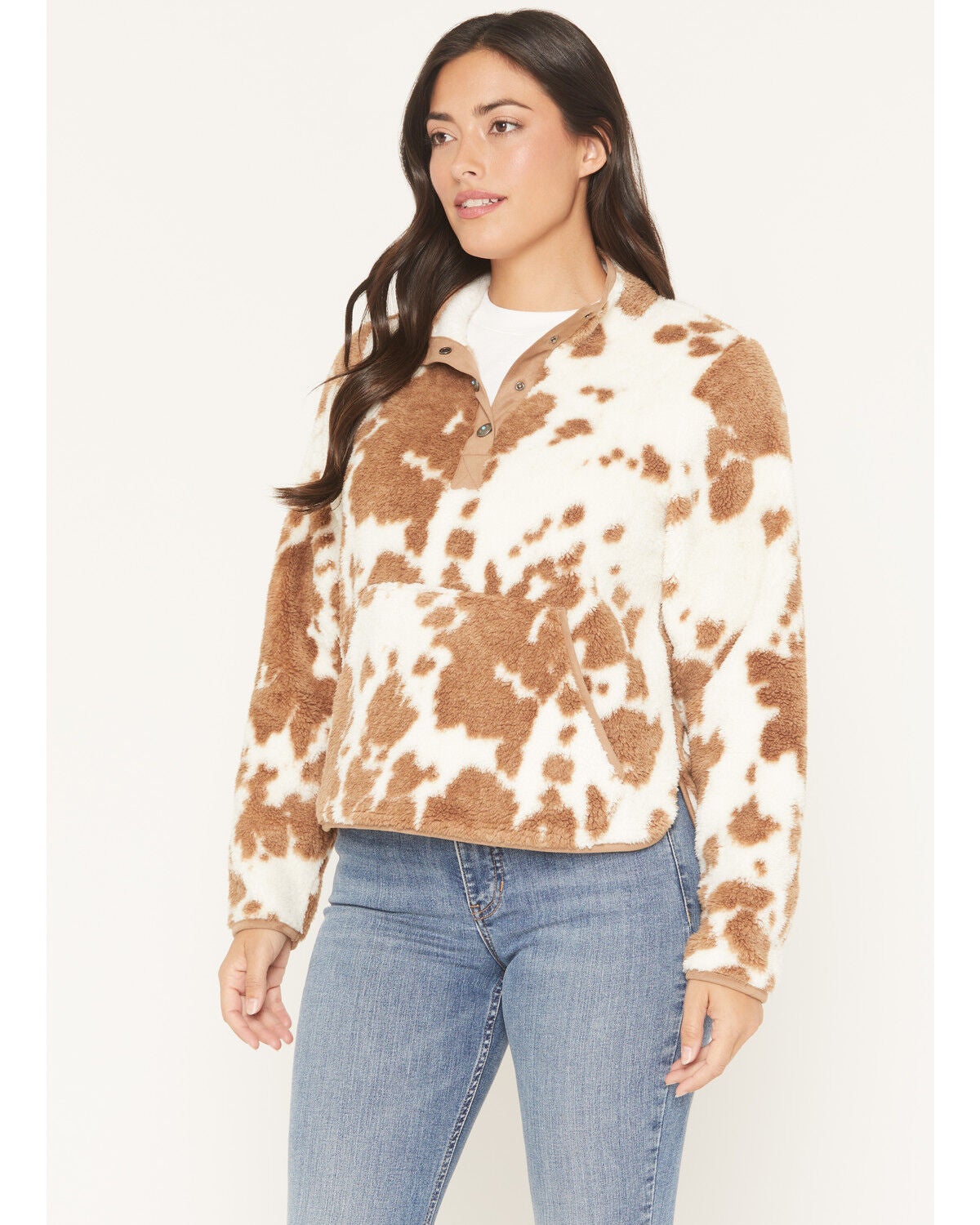 Image #1 - Shyanne Women's Roberta Polar Fleece Snap-Front Pullover, Coffee, hi-res