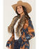 Image #2 - Panhandle Slim Women's Fur Southwestern Print Cardigan, Navy, hi-res