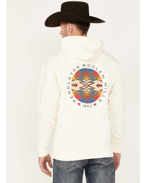 Image #4 - Pendleton Men's Boot Barn Exclusive Tucson Circle Logo Hooded Sweatshirt, Ivory, hi-res