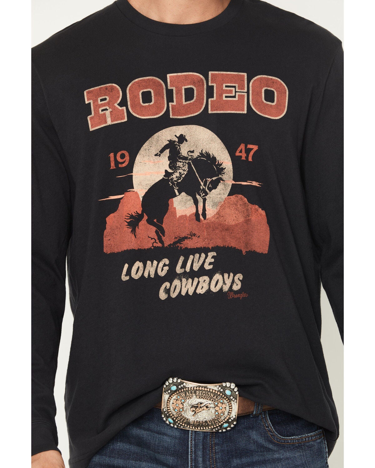 Image #3 - Wrangler Men's Rodeo Long Sleeve Graphic T-Shirt, Black, hi-res
