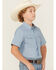 Image #3 - Cody James Boys' Cowboy Way Striped Print Short Sleeve Snap Western Shirt, Light Blue, hi-res