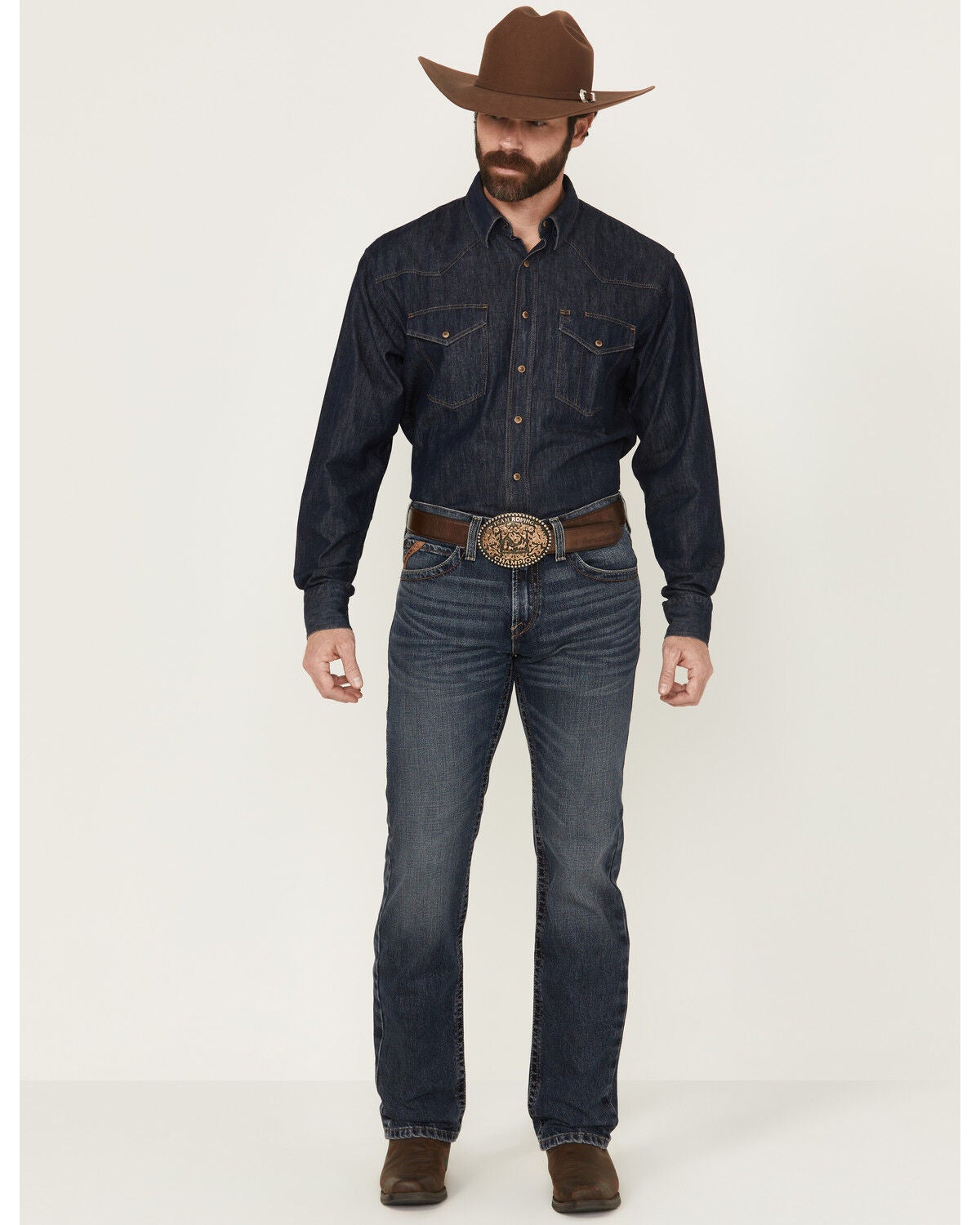 Ariat Men's M7 Keystone Handley Medium Wash Slim Straight Rigid Denim Jeans, Medium Wash, hi-res