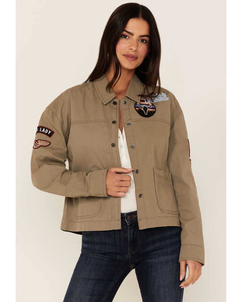 Idyllwind Women's Falls Creek Patch Shacket, Sage, hi-res