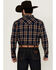 Image #4 - Cody James Men's Tombstone Plaid Print Long Sleeve Snap Western Shirt, Navy, hi-res