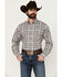 Image #1 - Cinch Men's Plaid Print Long Sleeve Button-Down Western Shirt, Grey, hi-res