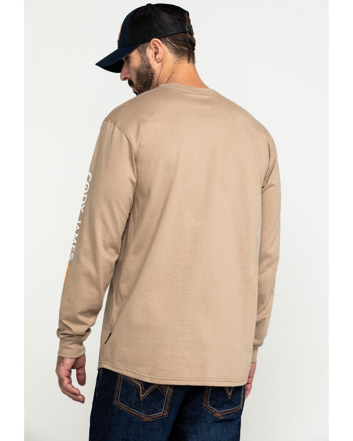 Image #2 - Cody James Men's FR Logo Long Sleeve Stretch Work Shirt, Beige/khaki, hi-res