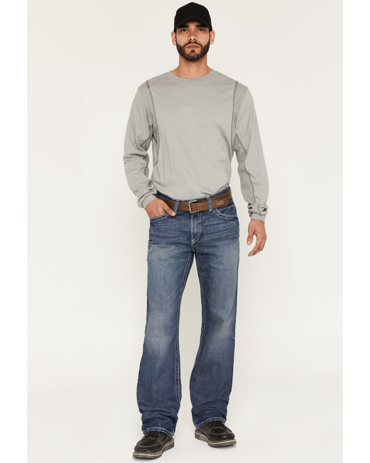 Image #1 - Ariat Men's FR M4 Ridgeline Bootcut Work Jeans, Denim, hi-res