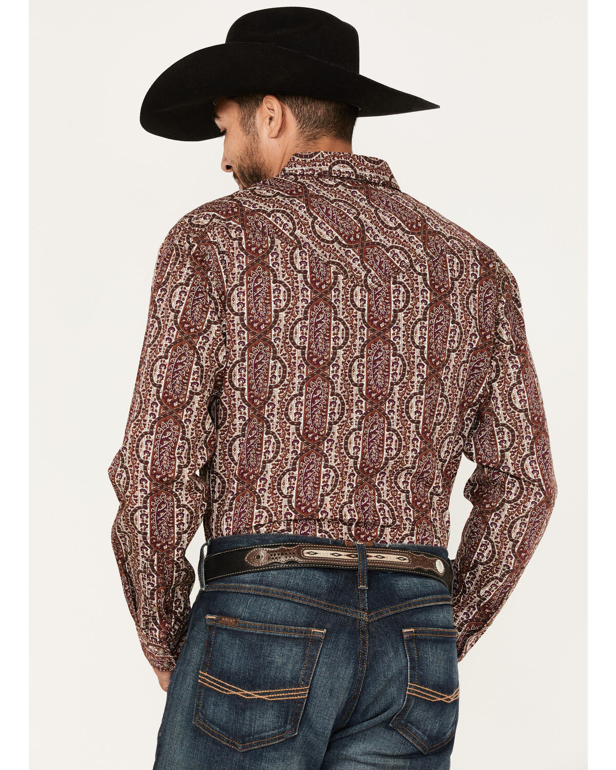 Image #4 - Moonshine Spirit Men's Sundays Best Paisley Stripe Snap Western Shirt, Rust Copper, hi-res