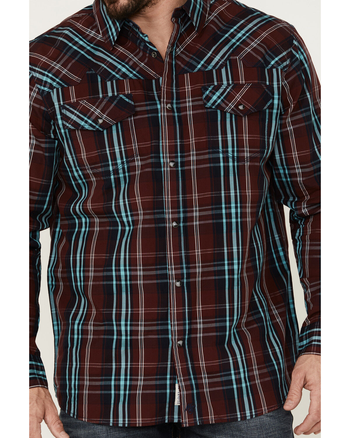 Image #3 - Moonshine Spirit Men's Fire Starter Large Plaid Long Sleeve Snap Western Shirt, Red, hi-res