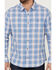 Flag & Anthem Men's Sanderson Dobby Plaid Long Sleeve Button Down Western Shirt , Blue, hi-res