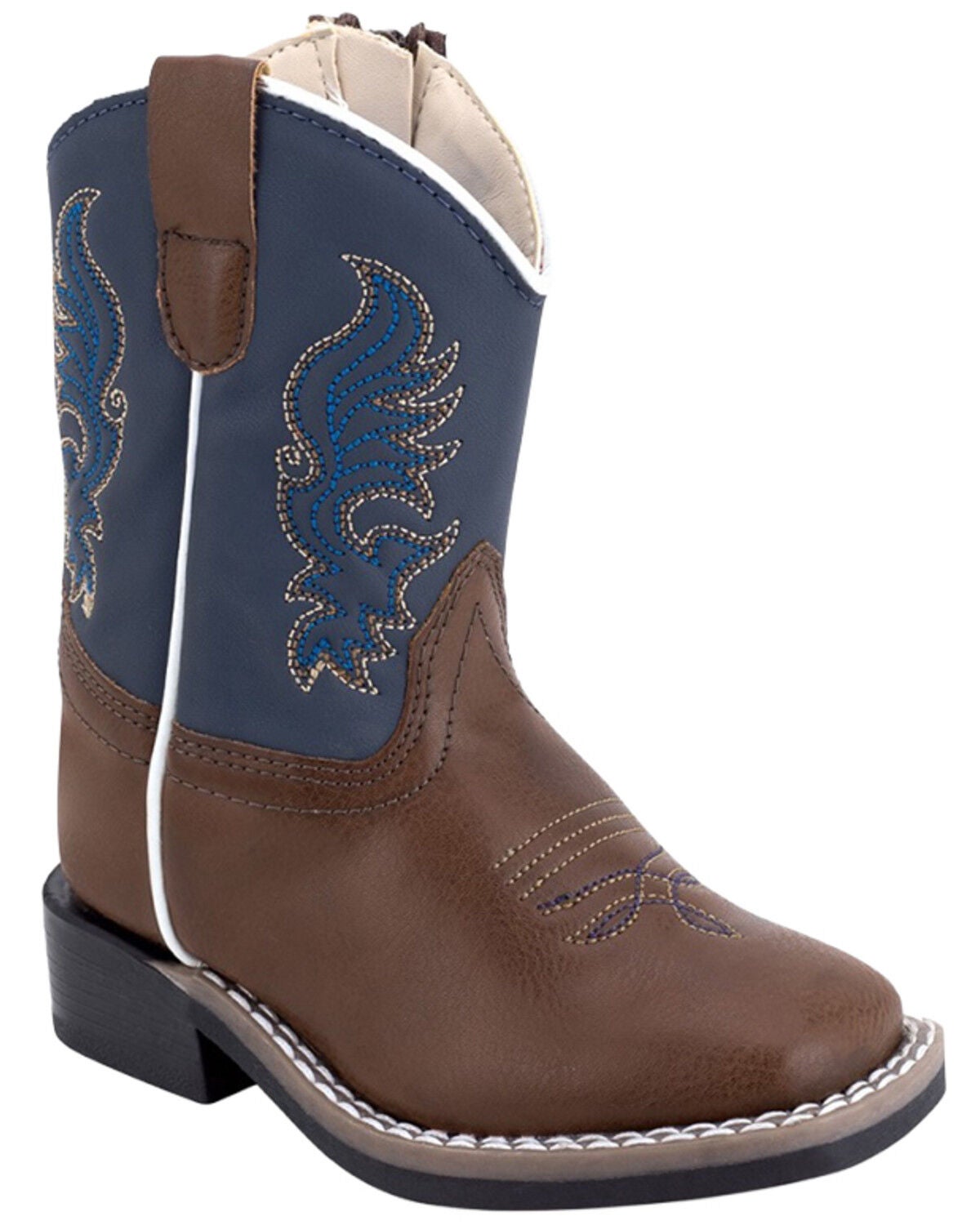 Old West Toddler Boys' Western Boots - Broad Square Toe, Navy, hi-res