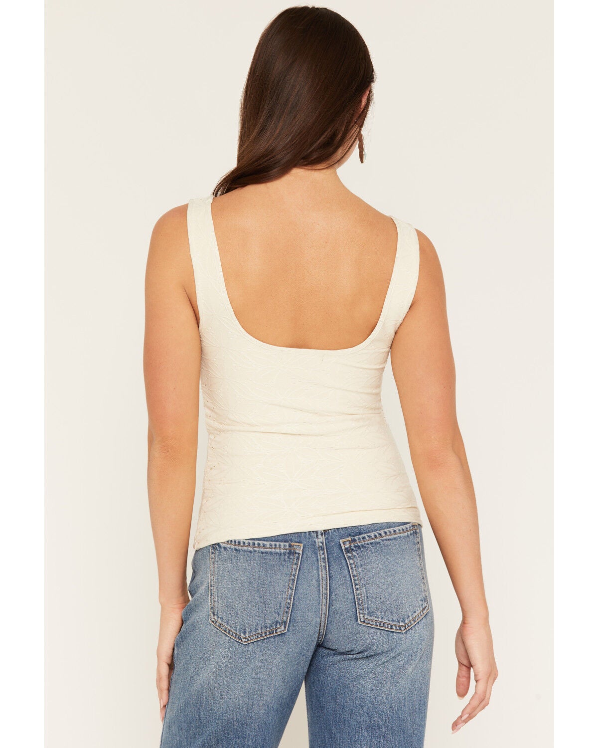 Image #4 - Rock & Roll Denim Women's Eyelet Tank Top, Cream, hi-res