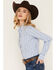 Image #2 - Ariat Women's Team Kirby Stripe Print Long Sleeve Button-Down Stretch Western Shirt, Blue, hi-res