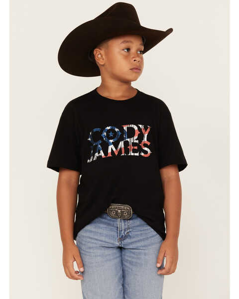 Image #2 - Cody James Boys' Americana Logo Short Sleeve Graphic T-Shirt , Black, hi-res