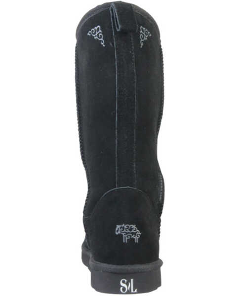 Image #4 - Superlamb Women's Argali Suede Leather Pull On Casual Boots - Round Toe , Black, hi-res