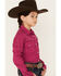Image #2 - Shyanne Girls' Rhinestone Long Sleeve Western Button-Down Shirt, Fuscia, hi-res