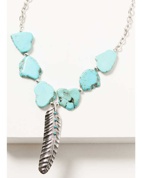 Image #1 - Shyanne Women's Silver & Turquoise Beaded Leaf Necklace, Silver, hi-res