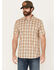 Cody James Men's Anderson Plaid Print Short Sleeve Button-Down Western Shirt, Tan, hi-res