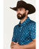 Panhandle Men's Paisley Print Short Sleeve Polo Shirt , Teal, hi-res
