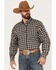 Image #1 - Ariat Men's Karter Plaid Print Long Sleeve Button-Down Stretch Western Shirt, Tan, hi-res