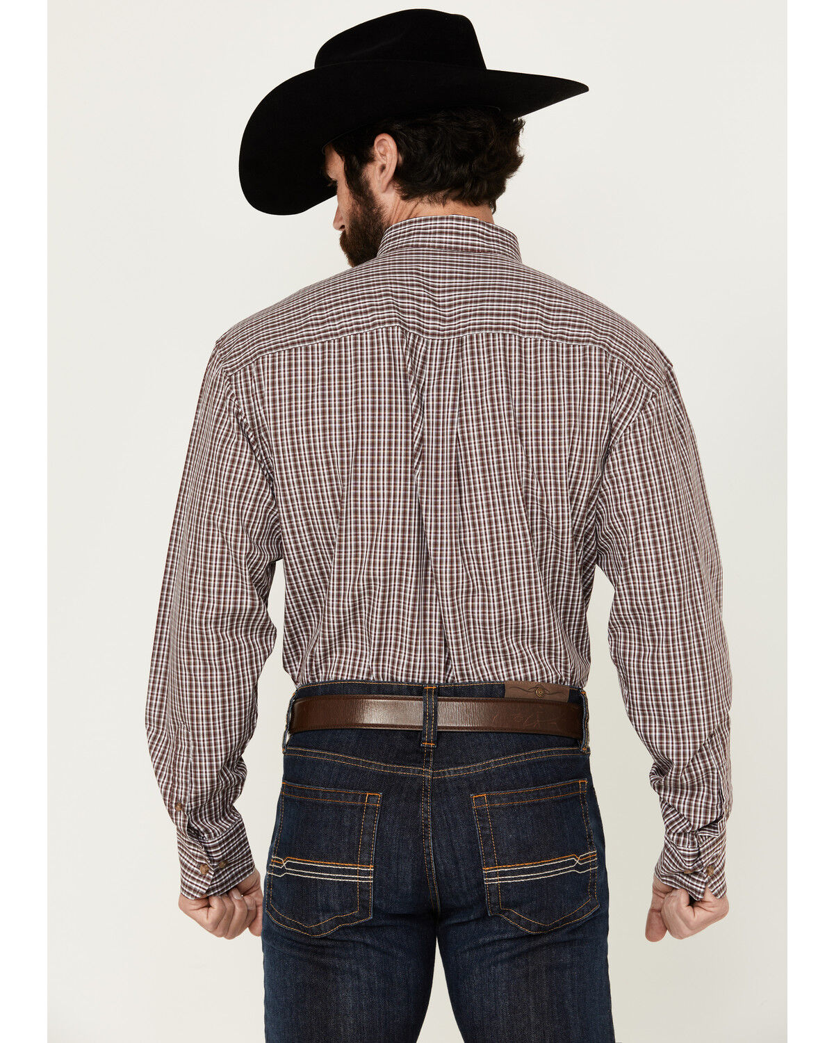 Image #4 - Wrangler Men's Classics Plaid Print Long Sleeve Button-Down Western Shirt - Big, Burgundy, hi-res